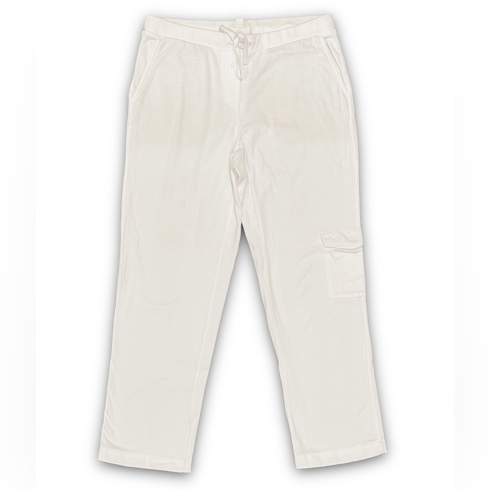 J.Jill Women’s Cropped Cargo Pants White Cotton Drawstring Pockets Size XSP